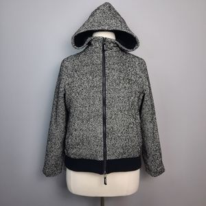 Badgley Mischka Black and White Sherpa Lined Hooded Coat size Large